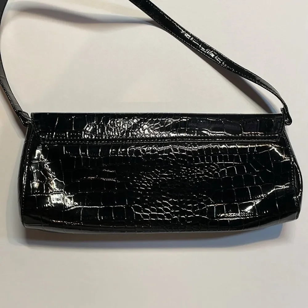 Anne Klein woman’s black handbag/purse/clutch style zebra pattern interior